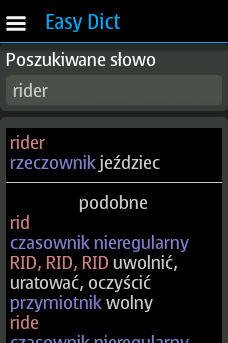 Widok ekenu Easy Dict