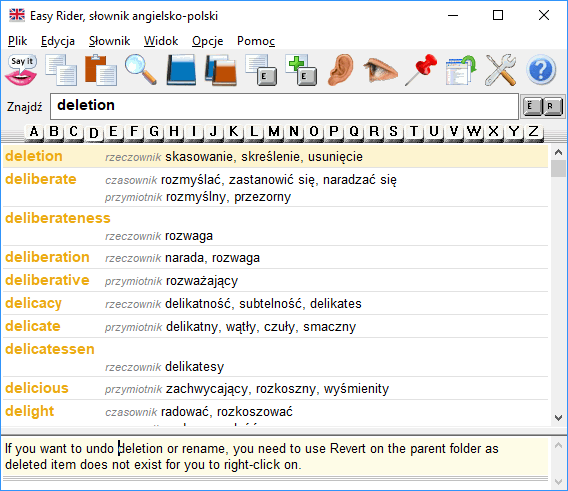 Widok okna głównego